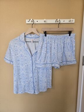 Auden Light Blue Paisley Short Sleeve Pajama Set